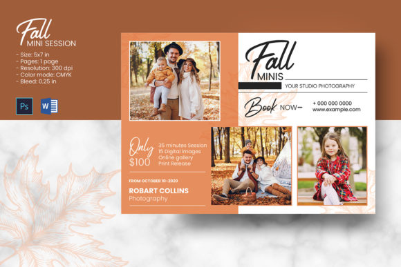 Fall Autumn Mini Session Template for Photography Marketing