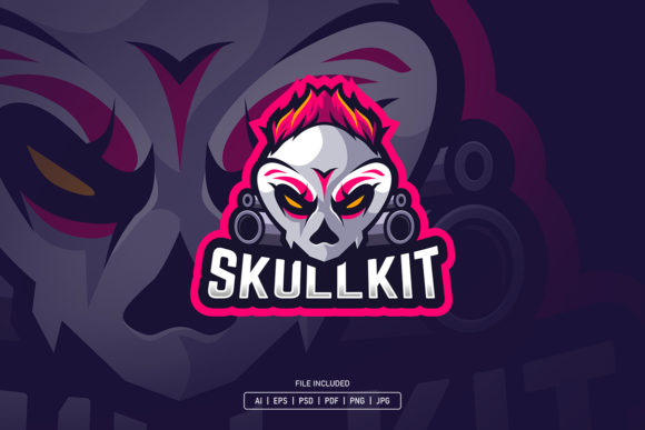 Skull Kitsune Esport Logo Template for Competitive Gaming